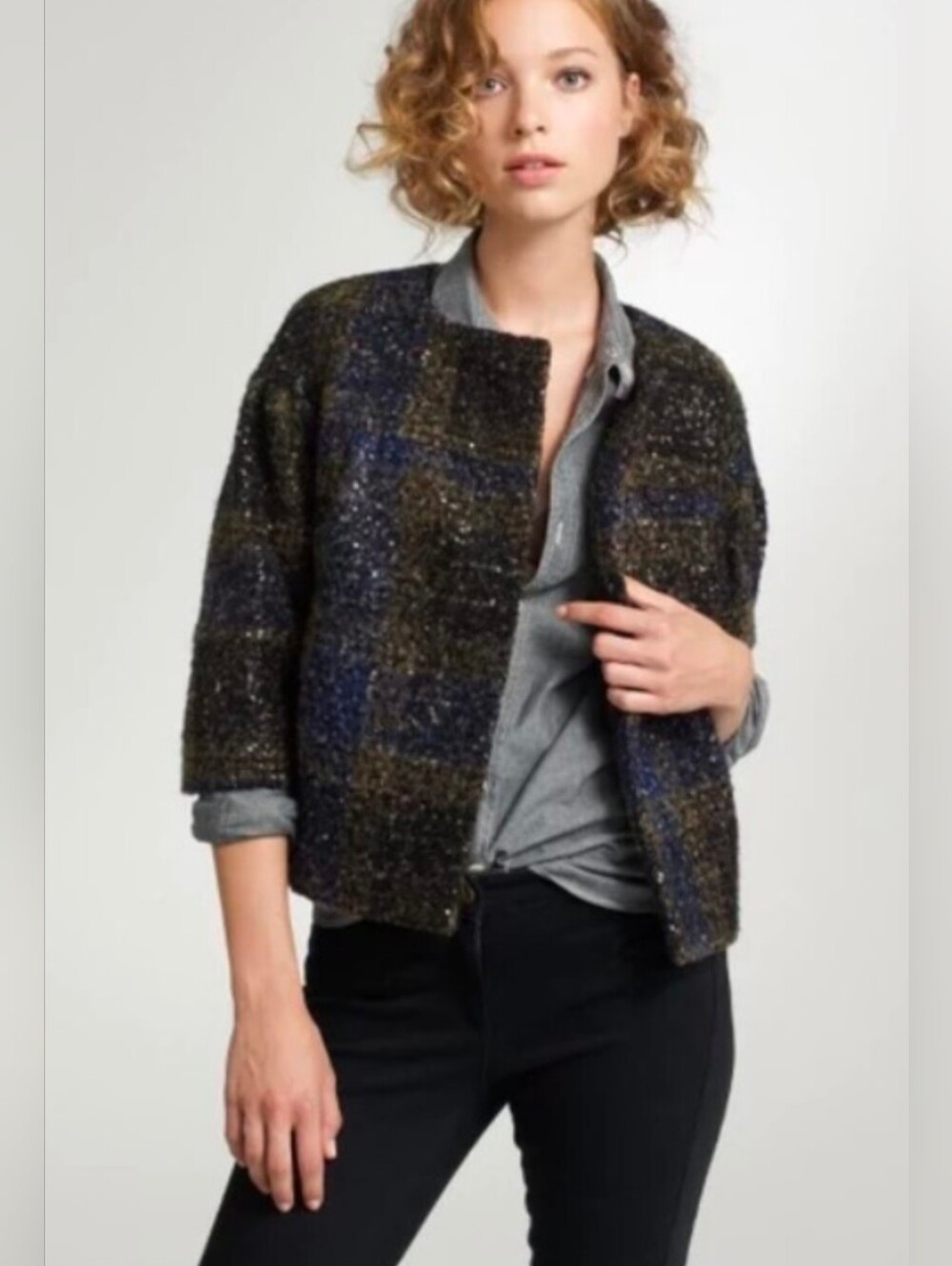 J.Crew Collection Tweed Sequin Short Coat Blazer Size 10 EUC - Picture 4 of 5